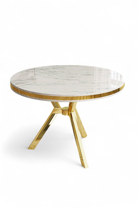 Hanah Home Mesa de Comedor Mármol Blanco y Dorado